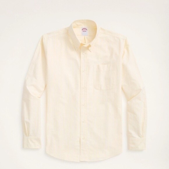 Brooks Brothers 16 1/2-34 yellow checkered button down shirt - Picture 1 of 9
